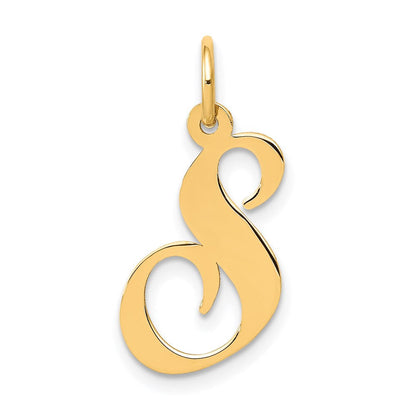 14K Gelbgold 14K Mittel Fantasie Schreibschrift Buchstabe S Initiale Charm