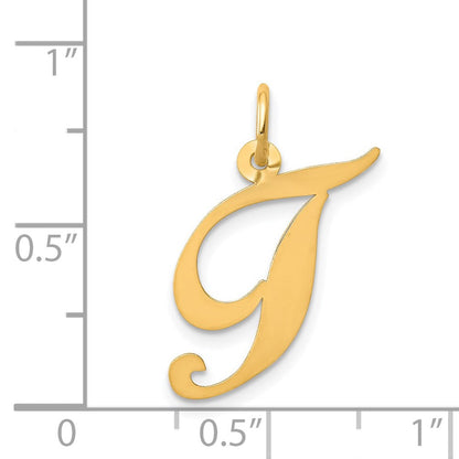 14K Gelbgold 14K Mittel Fantasie Schreibschrift Buchstabe T Initiale Charm