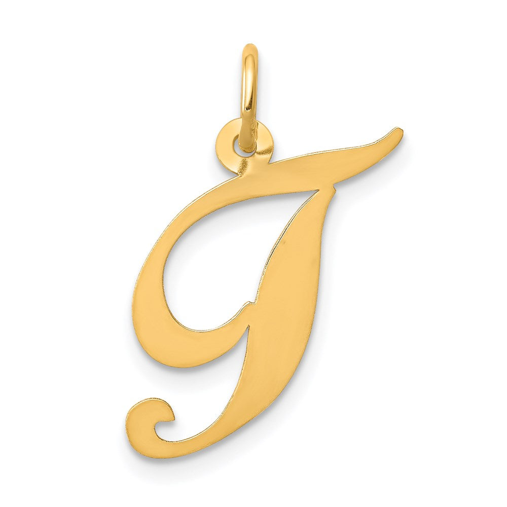 14K Gelbgold 14K Mittel Fantasie Schreibschrift Buchstabe T Initiale Charm