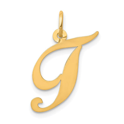 14K Gelbgold 14K Mittel Fantasie Schreibschrift Buchstabe T Initiale Charm