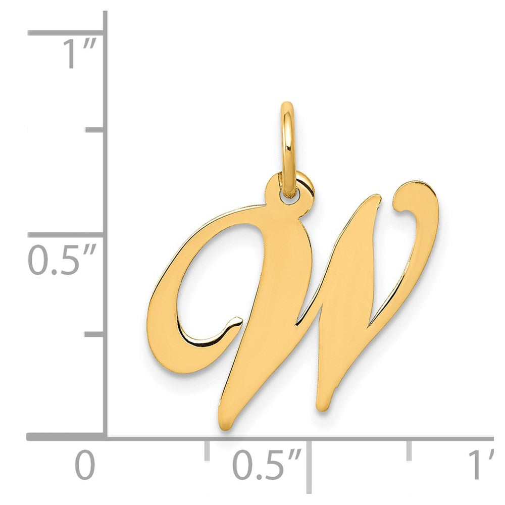 14K Gelbgold 14K Mittel Fantasie Schreibschrift Buchstabe W Initiale Charm