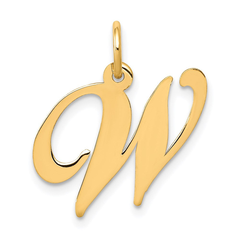 14K Gelbgold 14K Mittel Fantasie Schreibschrift Buchstabe W Initiale Charm