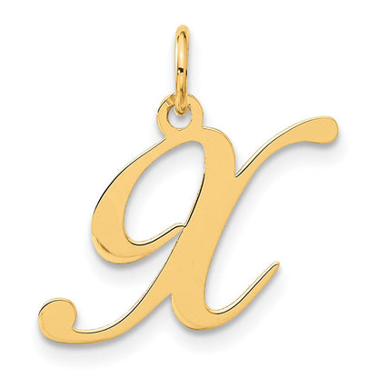 14K Gelbgold 14K Mittel Fantasie Schreibschrift Buchstabe X Initiale Charm