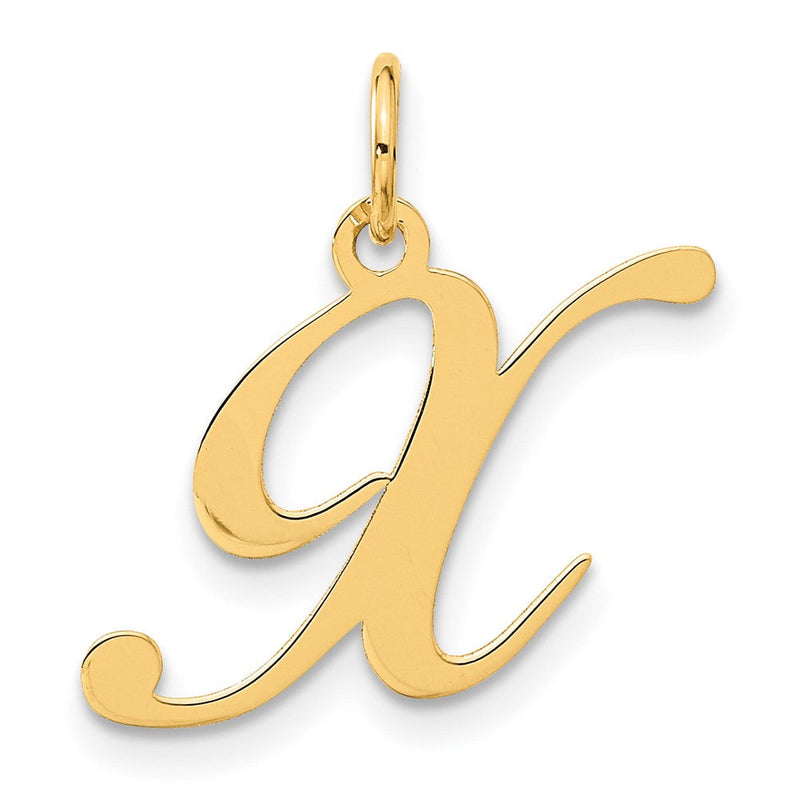 14K Gelbgold 14K Mittel Fantasie Schreibschrift Buchstabe X Initiale Charm