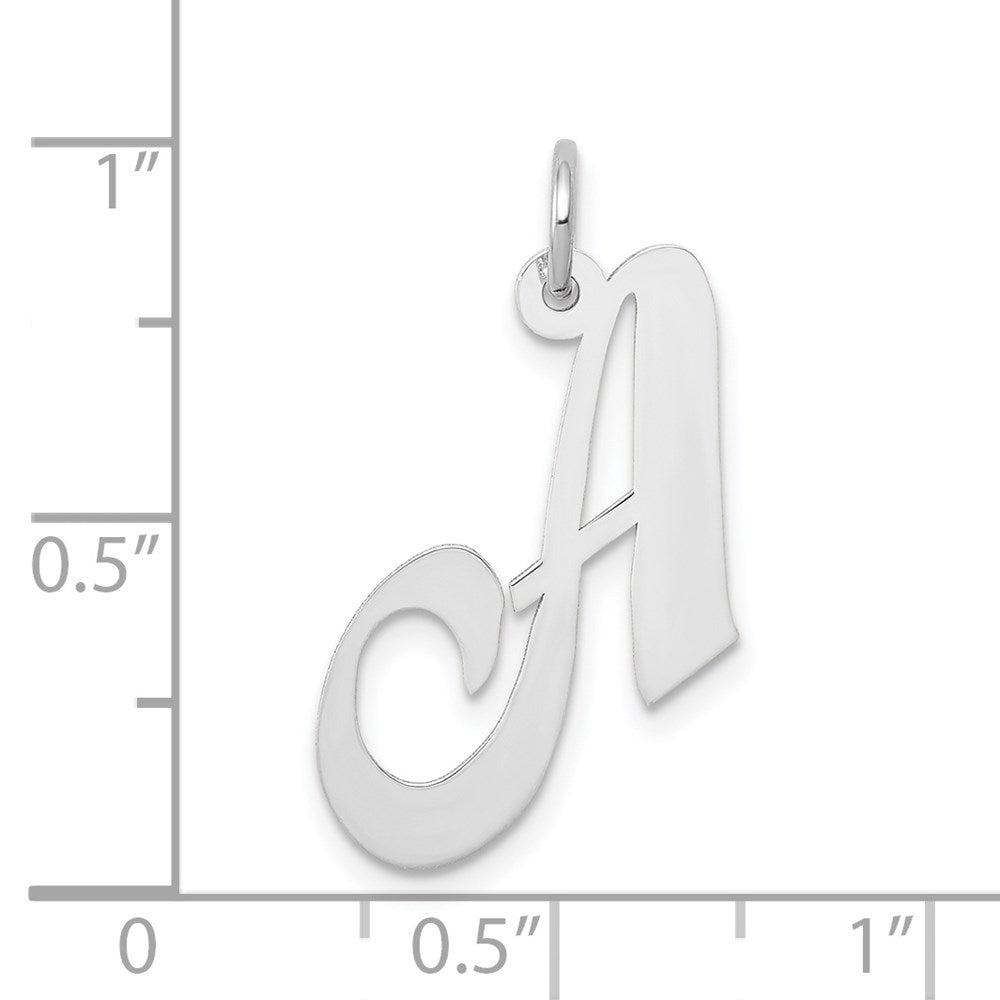 14K Weißgold 14K Weißgold Mittel Fantasie Schreibschrift Buchstabe A Initiale Charm