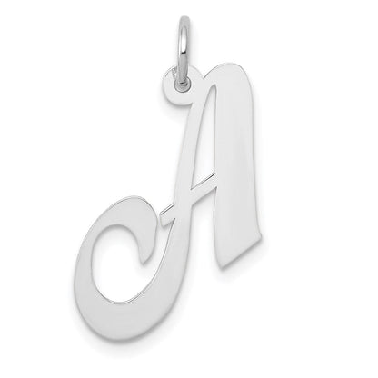 14K Weißgold 14K Weißgold Mittel Fantasie Schreibschrift Buchstabe A Initiale Charm
