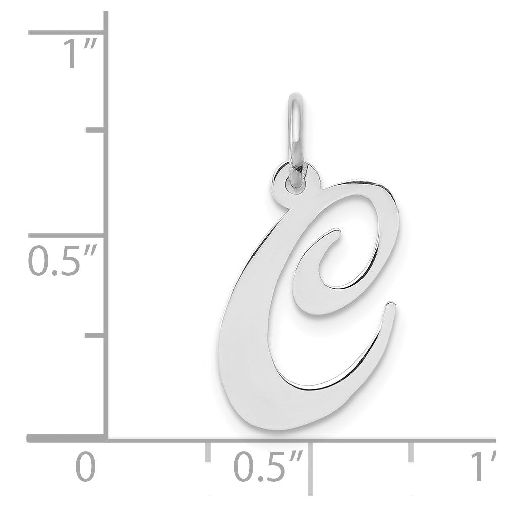 14K Weißgold 14K Weißgold Mittel Fantasie Schreibschrift Buchstabe C Initiale Charm