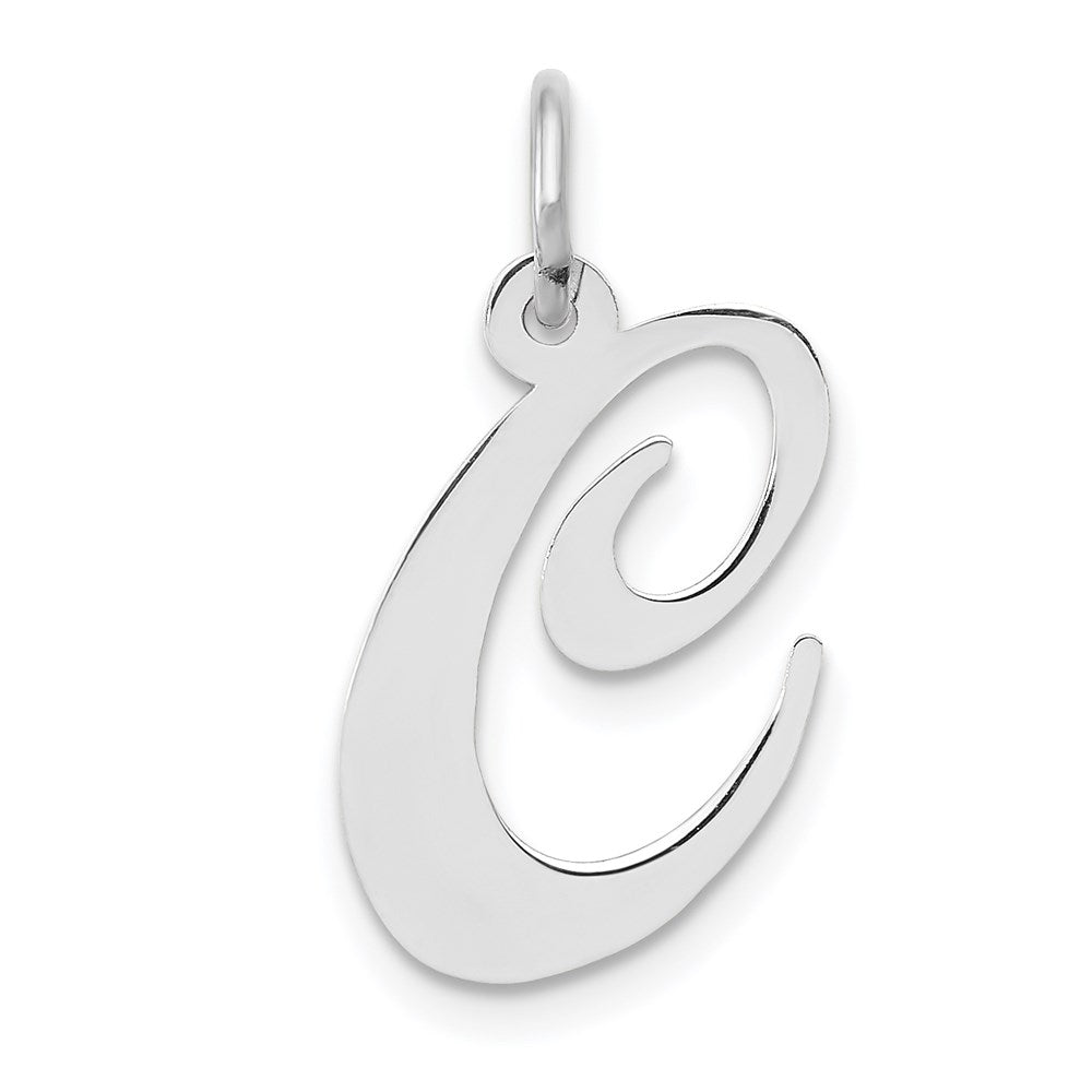 14K Weißgold 14K Weißgold Mittel Fantasie Schreibschrift Buchstabe C Initiale Charm