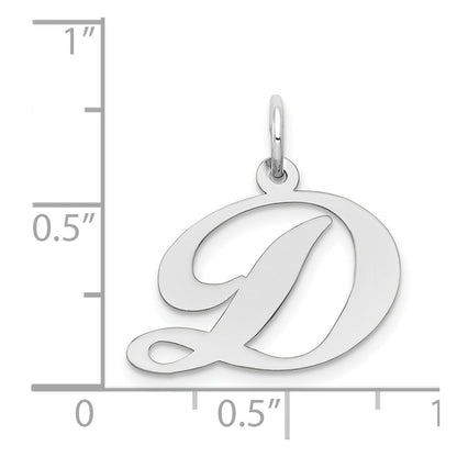 14K Weißgold 14K Weißgold Mittel Fantasie Schreibschrift Buchstabe D Initiale Charm