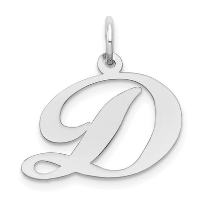 14K Weißgold 14K Weißgold Mittel Fantasie Schreibschrift Buchstabe D Initiale Charm