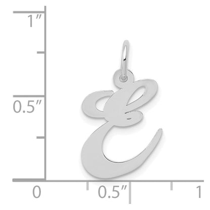 14K Weißgold 14K Weißgold Mittel Fantasie Schreibschrift Buchstabe E Initiale Charm