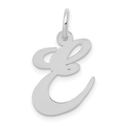 14K Weißgold 14K Weißgold Mittel Fantasie Schreibschrift Buchstabe E Initiale Charm