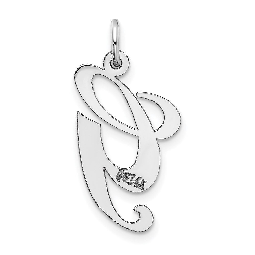 14K Weißgold 14K Weißgold Mittel Fantasie Schreibschrift Buchstabe G Initiale Charm