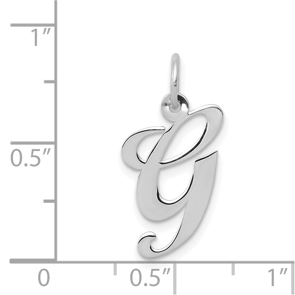 14K Weißgold 14K Weißgold Mittel Fantasie Schreibschrift Buchstabe G Initiale Charm