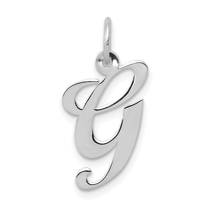 14K Weißgold 14K Weißgold Mittel Fantasie Schreibschrift Buchstabe G Initiale Charm