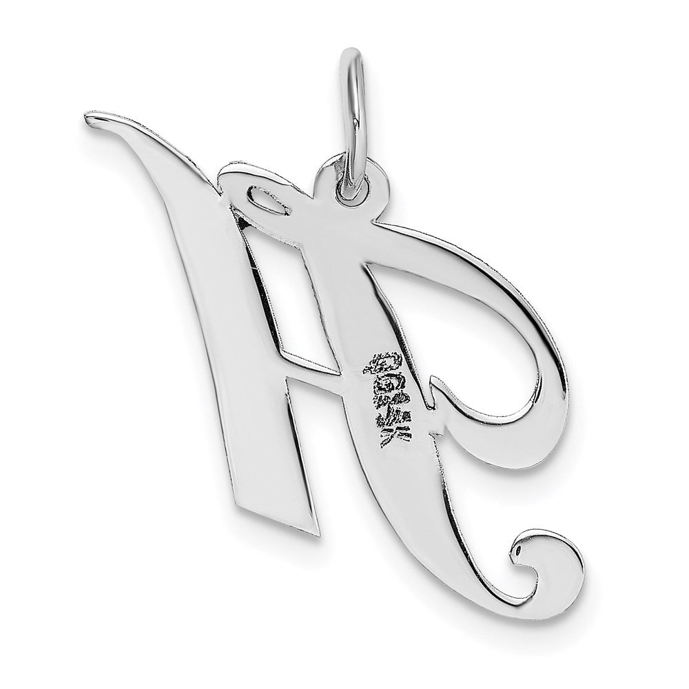 14K Weißgold 14K Weißgold Mittel Fantasie Schreibschrift Buchstabe H Initiale Charm