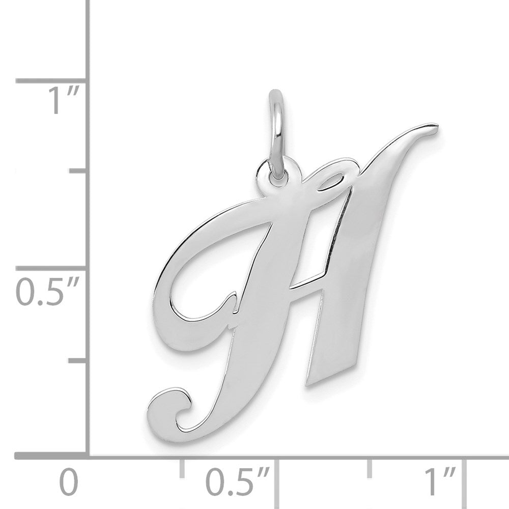 14K Weißgold 14K Weißgold Mittel Fantasie Schreibschrift Buchstabe H Initiale Charm