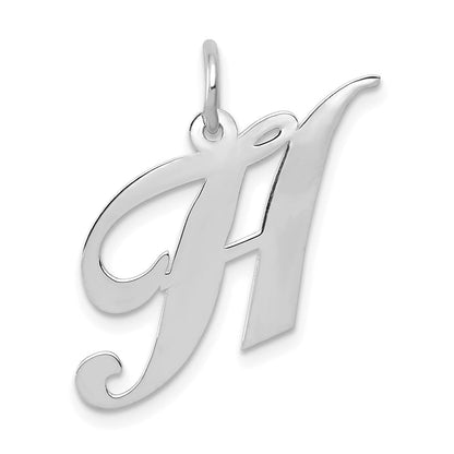 14K Weißgold 14K Weißgold Mittel Fantasie Schreibschrift Buchstabe H Initiale Charm
