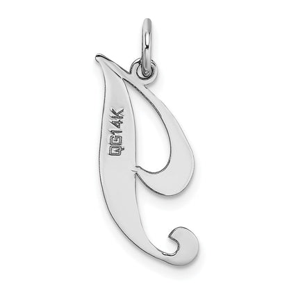 14K Weißgold Mittel Fantasie Schreibschrift Buchstabe I Initiale Charm