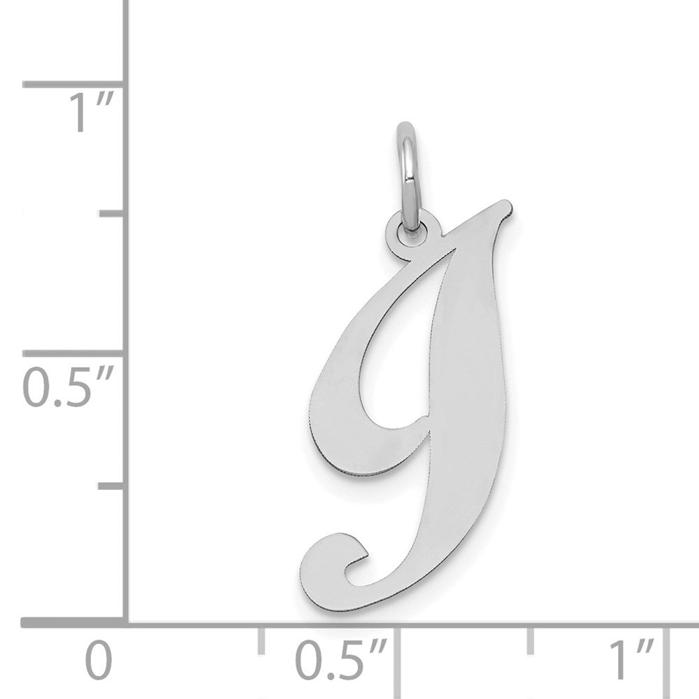 14K Weißgold Mittel Fantasie Schreibschrift Buchstabe I Initiale Charm