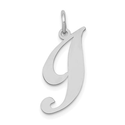 14K Weißgold Mittel Fantasie Schreibschrift Buchstabe I Initiale Charm