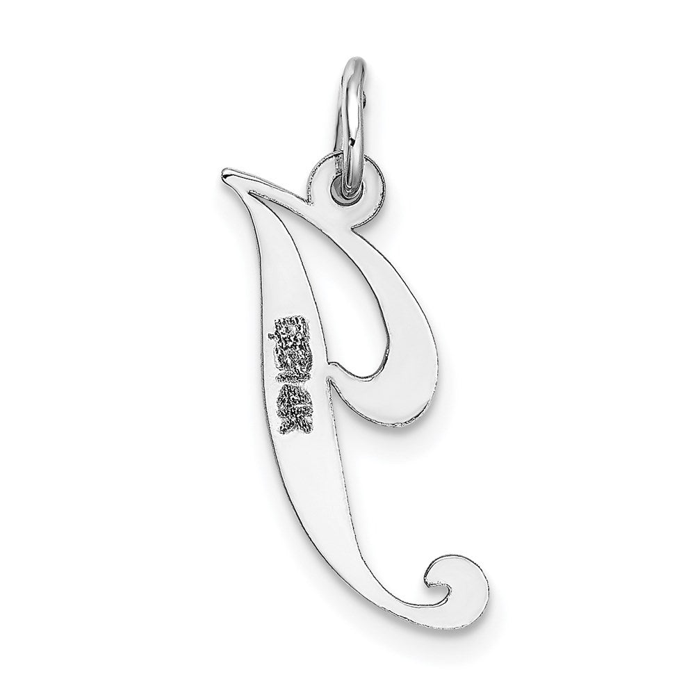 14K Weißgold 14K Weißgold Mittel Fantasie Schreibschrift Buchstabe J Initiale Charm