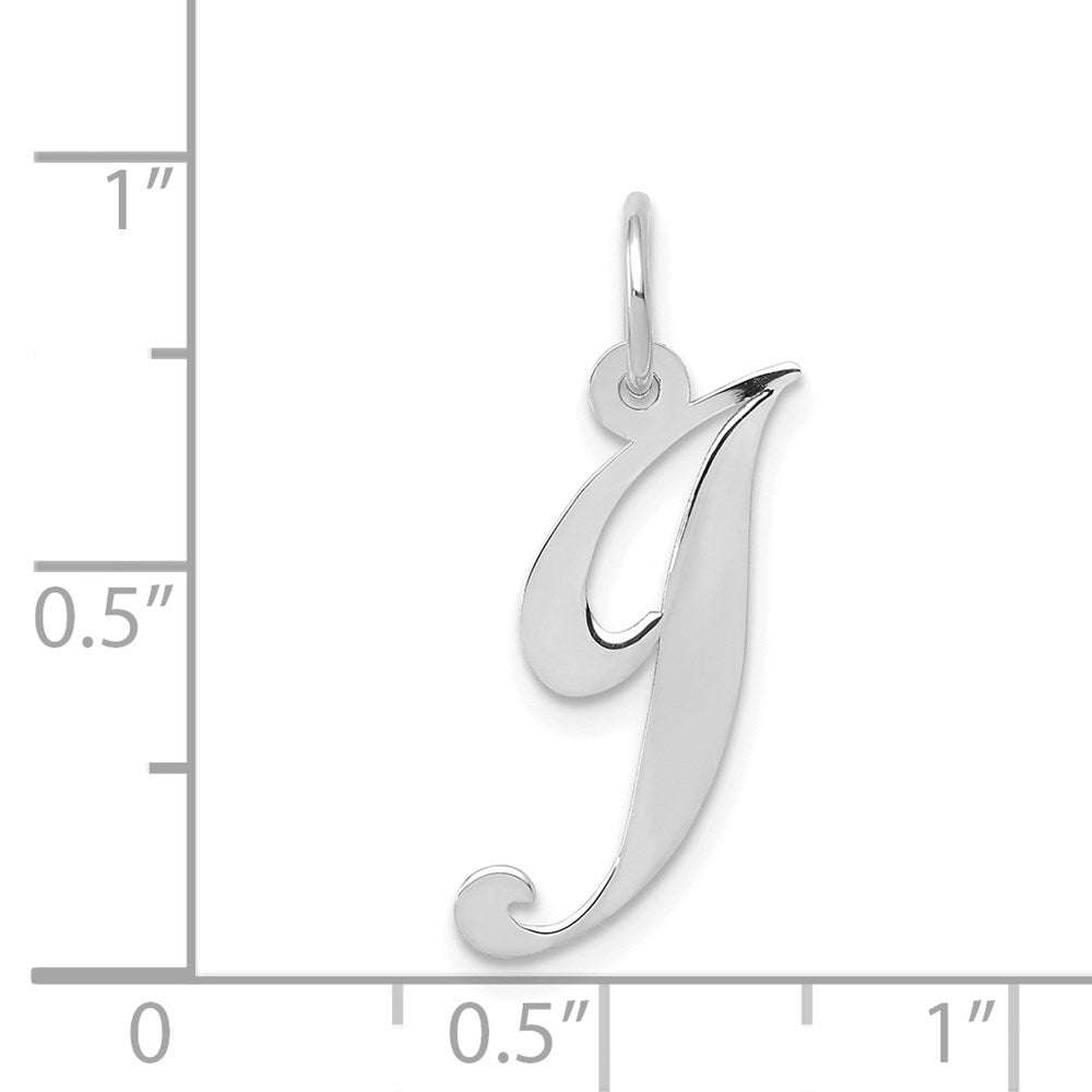 14K Weißgold 14K Weißgold Mittel Fantasie Schreibschrift Buchstabe J Initiale Charm