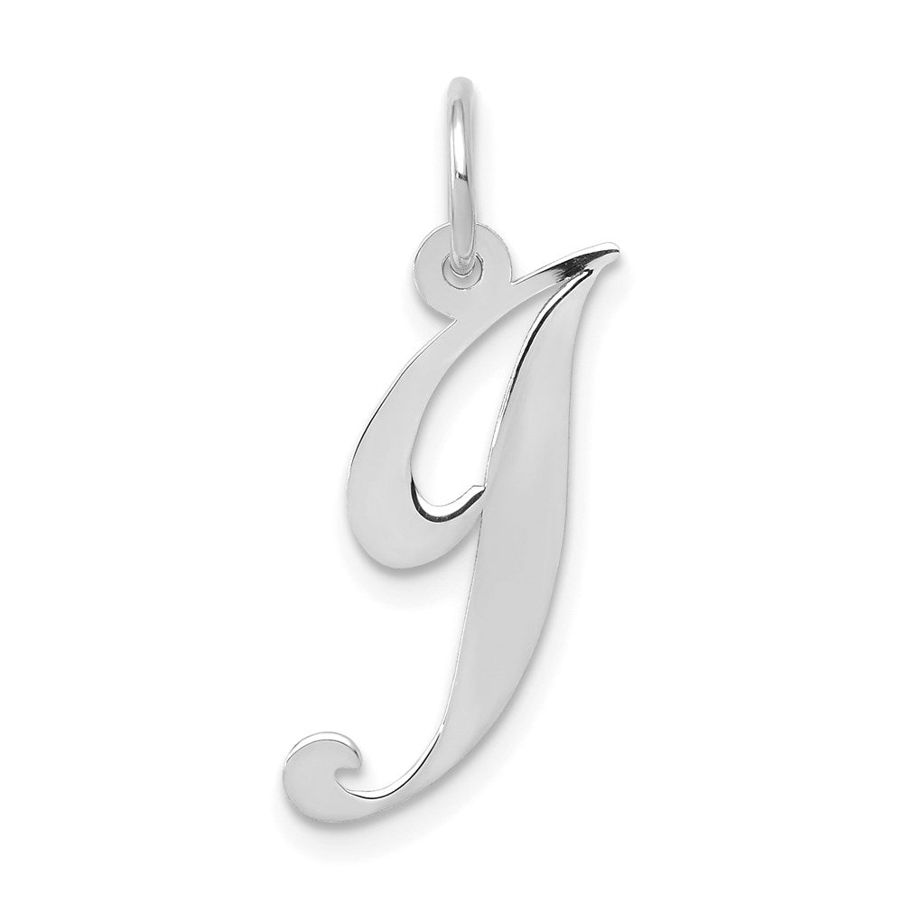 14K Weißgold 14K Weißgold Mittel Fantasie Schreibschrift Buchstabe J Initiale Charm
