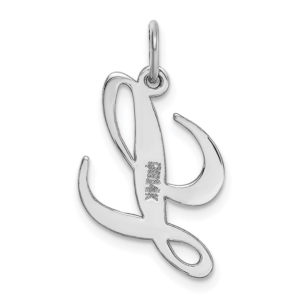 14K Weißgold 14K Weißgold Mittel Fantasie Schreibschrift Buchstabe L Initiale Charm