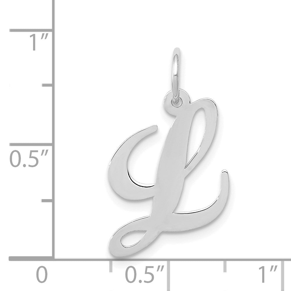 14K Weißgold 14K Weißgold Mittel Fantasie Schreibschrift Buchstabe L Initiale Charm