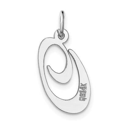 14K Weißgold 14K Weißgold Mittel Fantasie Schreibschrift Buchstabe O Initiale Charm