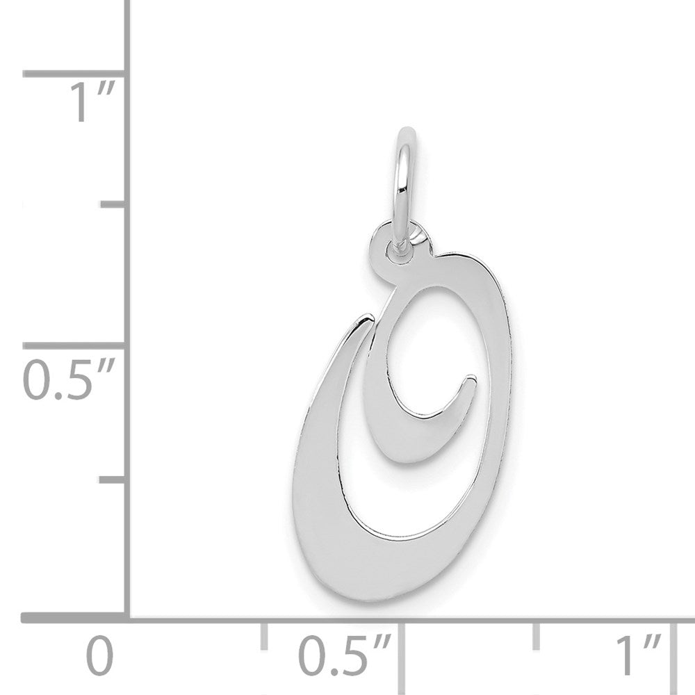 14K Weißgold 14K Weißgold Mittel Fantasie Schreibschrift Buchstabe O Initiale Charm