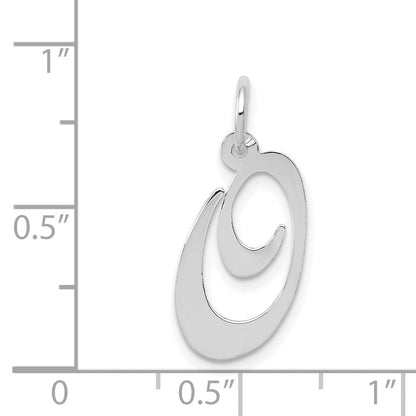 14K Weißgold 14K Weißgold Mittel Fantasie Schreibschrift Buchstabe O Initiale Charm
