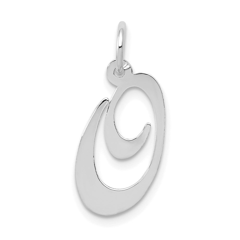 14K Weißgold 14K Weißgold Mittel Fantasie Schreibschrift Buchstabe O Initiale Charm