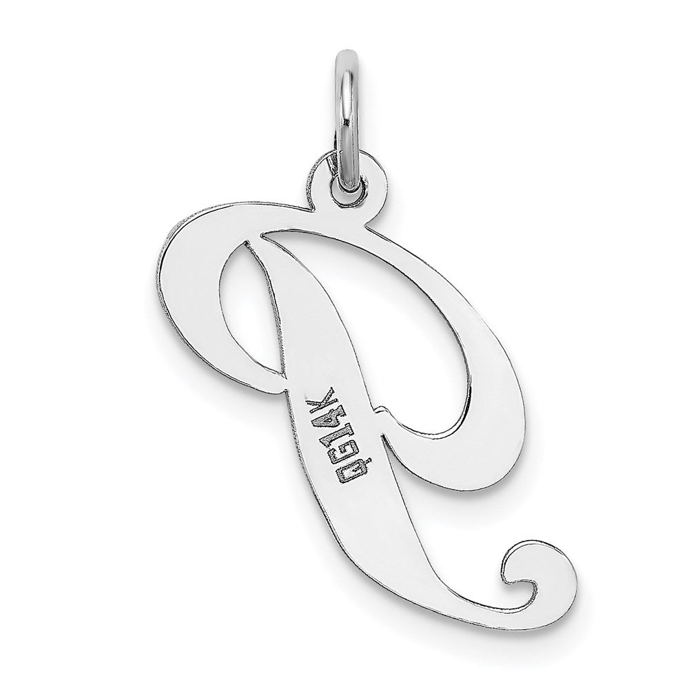 14K Weißgold 14K Weißgold Mittel Fantasie Schreibschrift Buchstabe P Initiale Charm