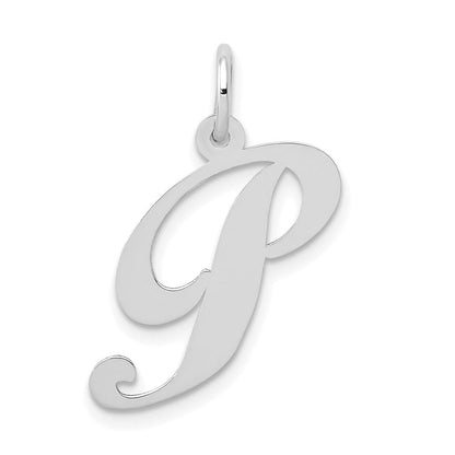 14K Weißgold 14K Weißgold Mittel Fantasie Schreibschrift Buchstabe P Initiale Charm