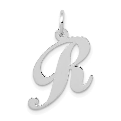 14K Weißgold 14K Weißgold Mittel Fantasie Schreibschrift Buchstabe R Initiale Charm