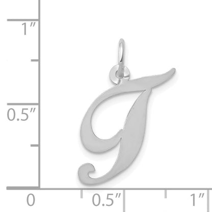 14K Weißgold Mittel Fantasie Schreibschrift Buchstabe T Initiale Charm