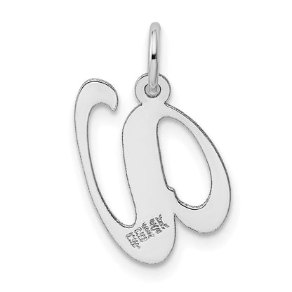 14K Weißgold 14K Weißgold Mittel Fantasie Schreibschrift Buchstabe V Initiale Charm