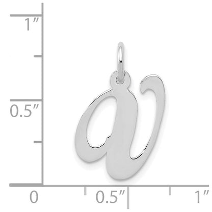 14K Weißgold 14K Weißgold Mittel Fantasie Schreibschrift Buchstabe V Initiale Charm