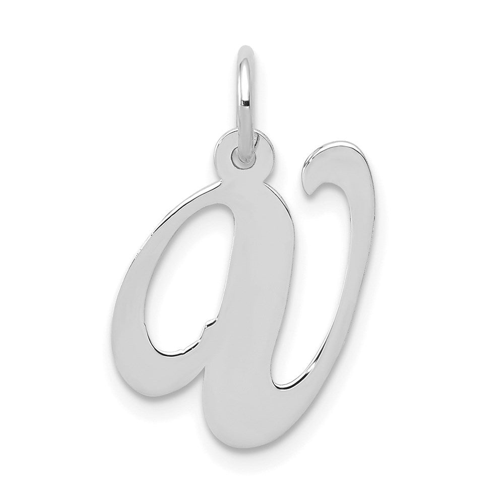 14K Weißgold 14K Weißgold Mittel Fantasie Schreibschrift Buchstabe V Initiale Charm