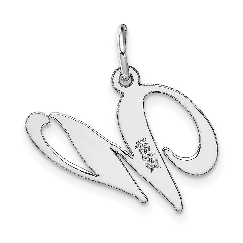 14K Weißgold 14K Weißgold Mittel Fantasie Schreibschrift Buchstabe W Initiale Charm