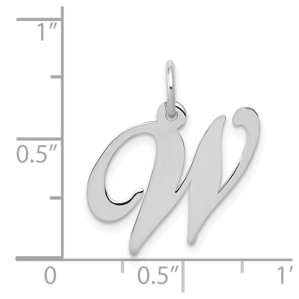 14K Weißgold 14K Weißgold Mittel Fantasie Schreibschrift Buchstabe W Initiale Charm
