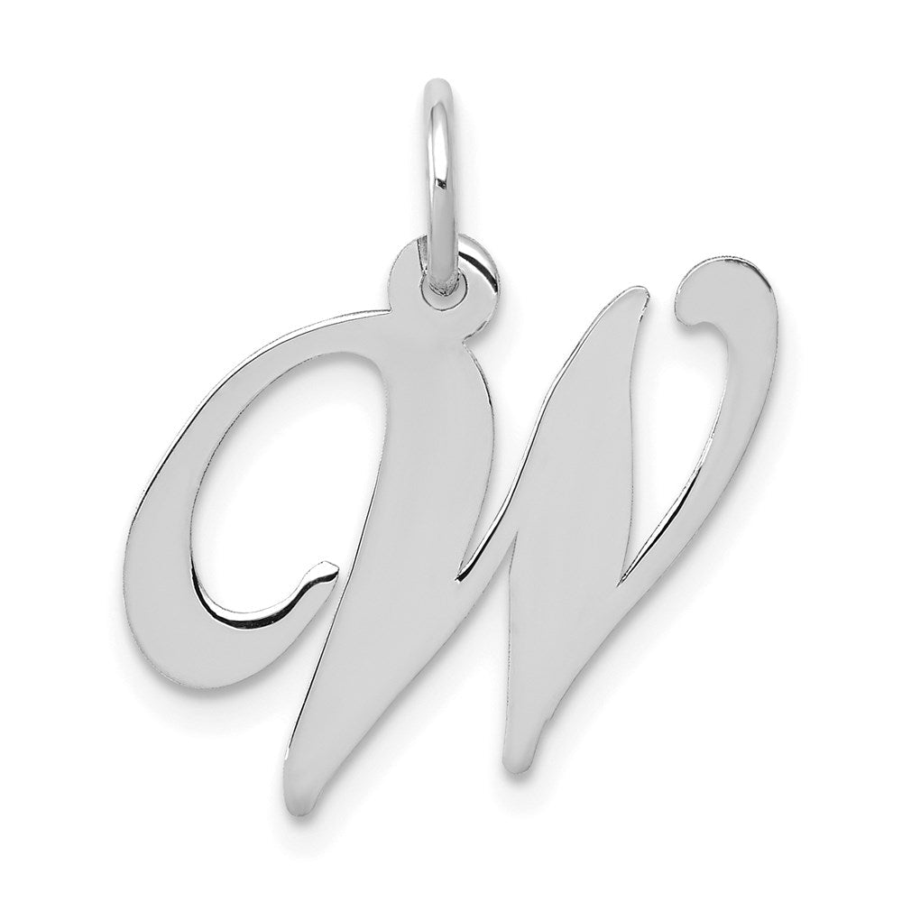 14K Weißgold 14K Weißgold Mittel Fantasie Schreibschrift Buchstabe W Initiale Charm