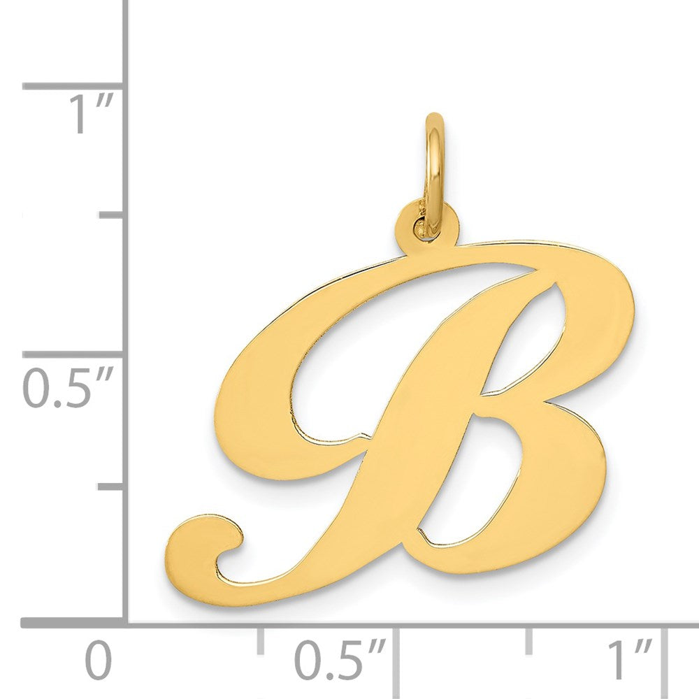 14K Gelbgold 14K Groß Fantasie Schreibschrift Buchstabe B Initiale Charm
