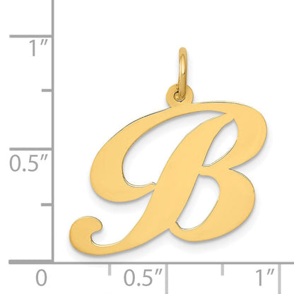 14K Gelbgold 14K Groß Fantasie Schreibschrift Buchstabe B Initiale Charm