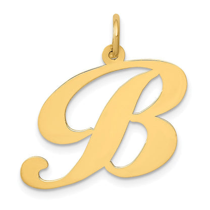 14K Gelbgold 14K Groß Fantasie Schreibschrift Buchstabe B Initiale Charm