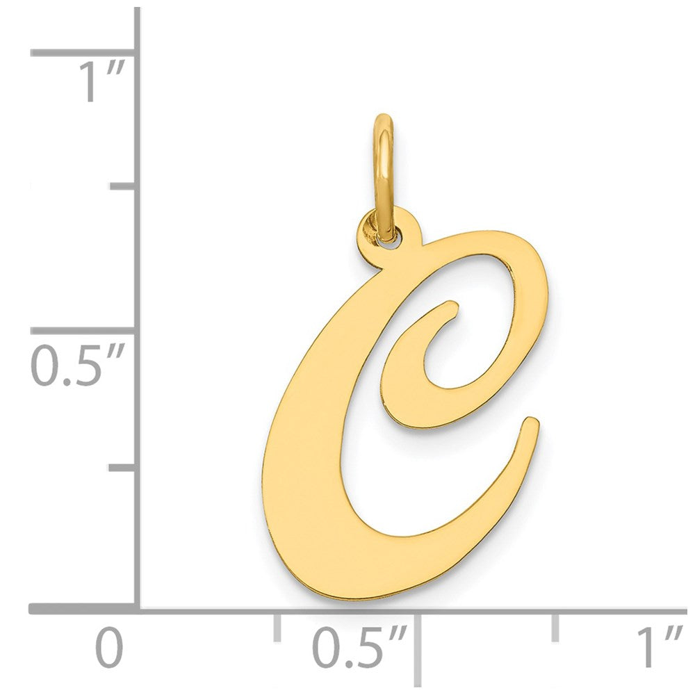 14K Gelbgold 14K Groß Fantasie Schreibschrift Buchstabe C Initiale Charm