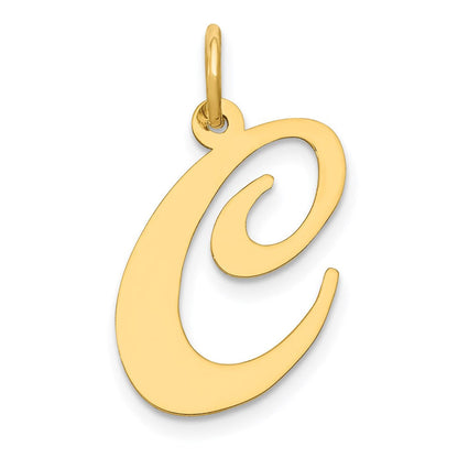 14K Gelbgold 14K Groß Fantasie Schreibschrift Buchstabe C Initiale Charm