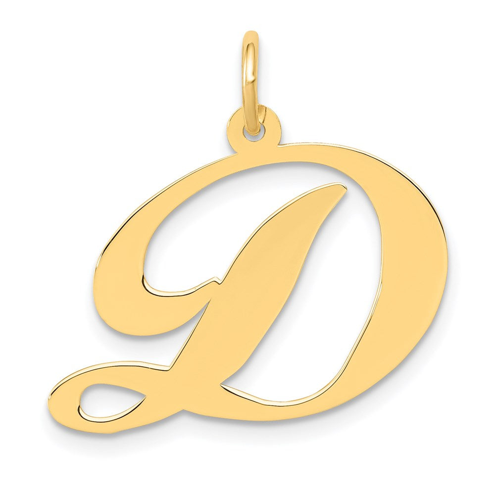 14K Gelbgold 14K Groß Fantasie Schreibschrift Buchstabe D Initiale Charm